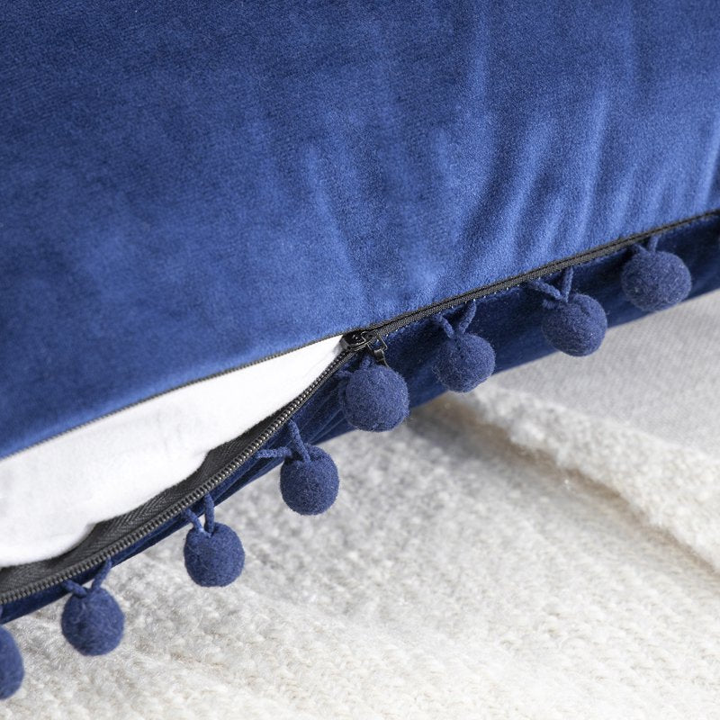 Navy Blue 20x20 Inch Velvet Throw Pillow Set with Inserts - Chic Home Decor
