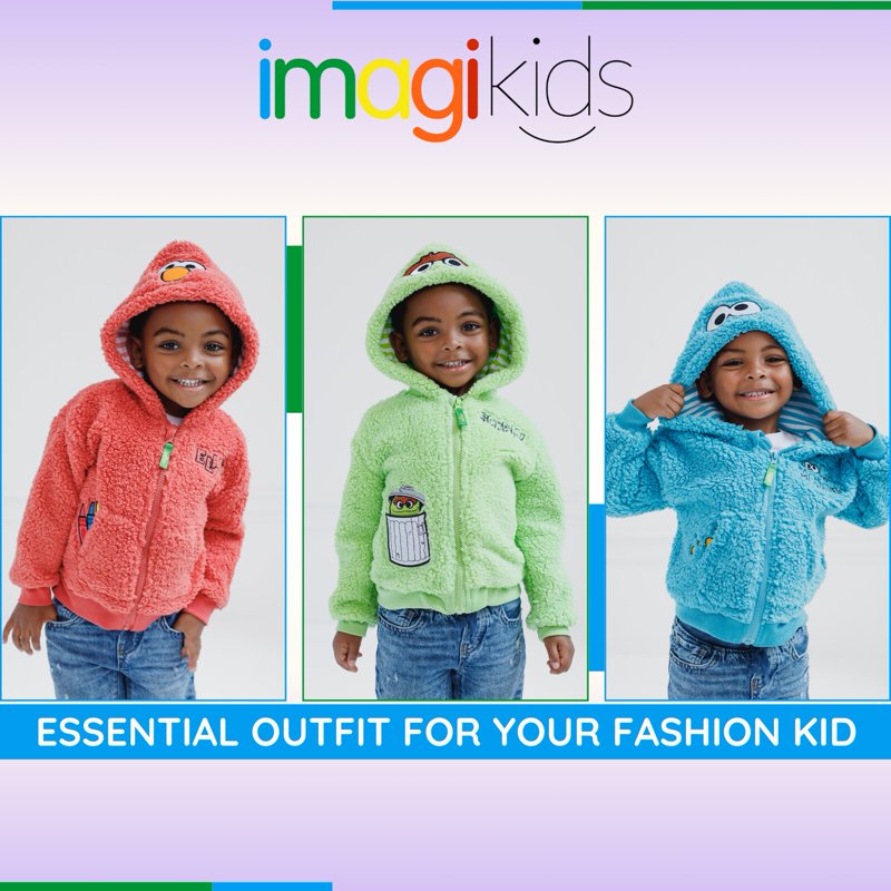 Elmo Cozy Sherpa Zip Up Hoodie for Infants and Little Kids - Red 5T
