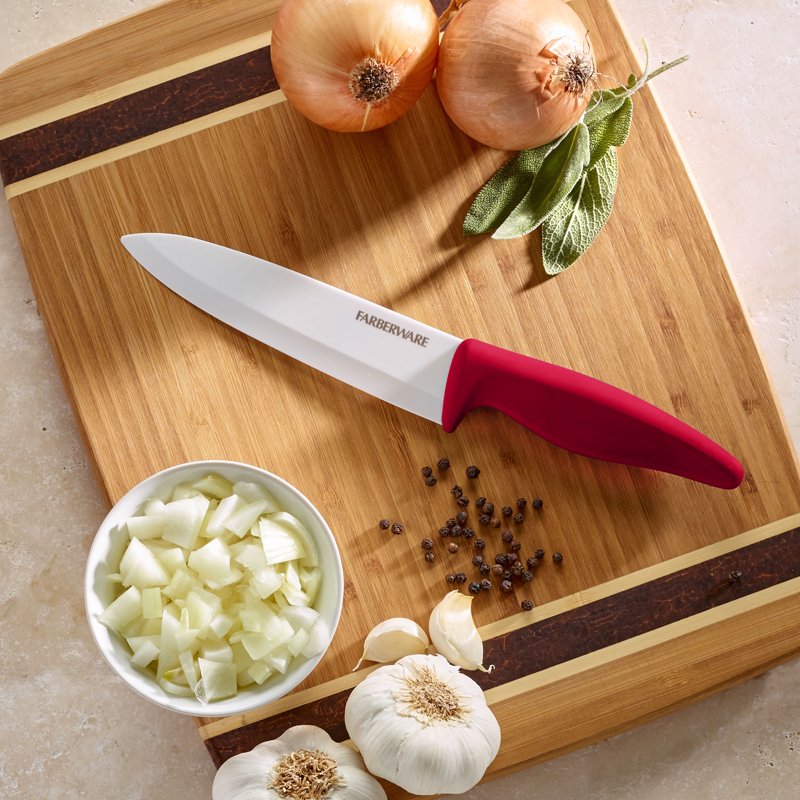 Ceramic Chef Knife Set - 6-Inch Red Kitchen Knives (3 Pack)