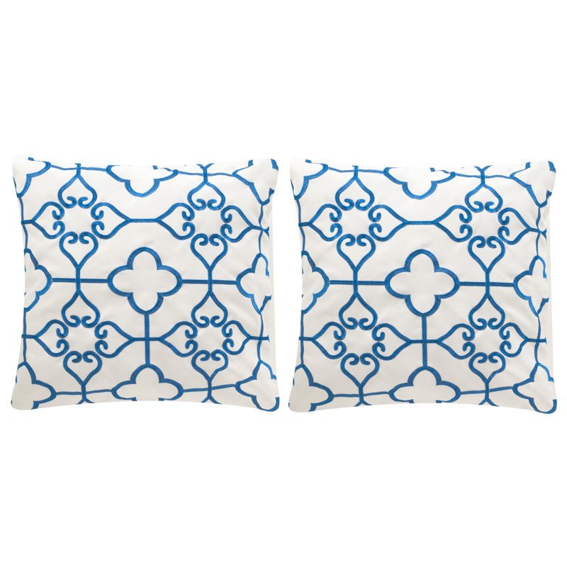 Outdoor Indoor/Outdoor Pillow Set - Royal Blue & Cream, 20x20, Set of 2