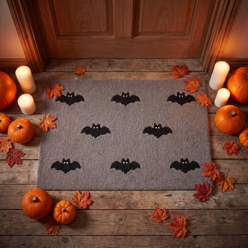 Halloween Bat Doormat - L Variation, 15.75x23.62 Inch Non-Slip Absorbent Entry Rug