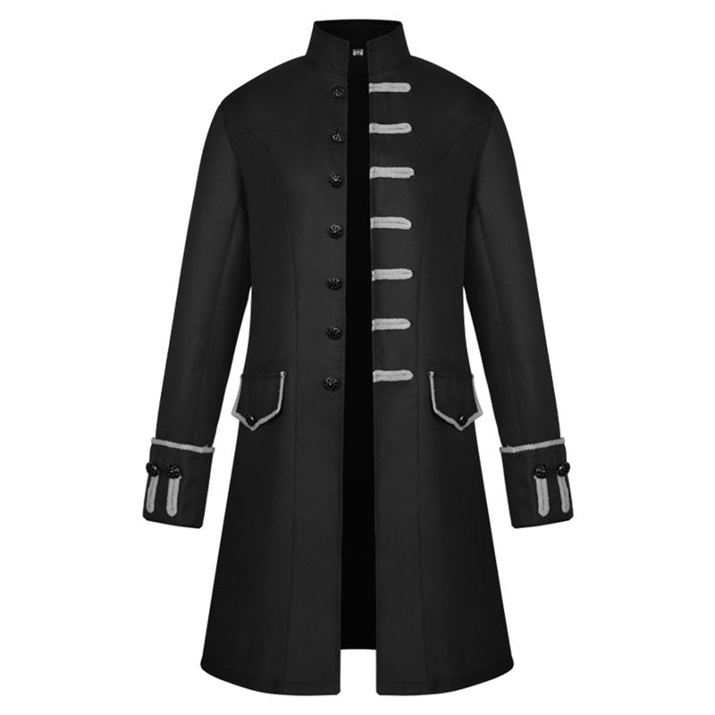 Mens Steampunk Tailcoat Gothic Jacket Vintage Renaissance Costume Black M
