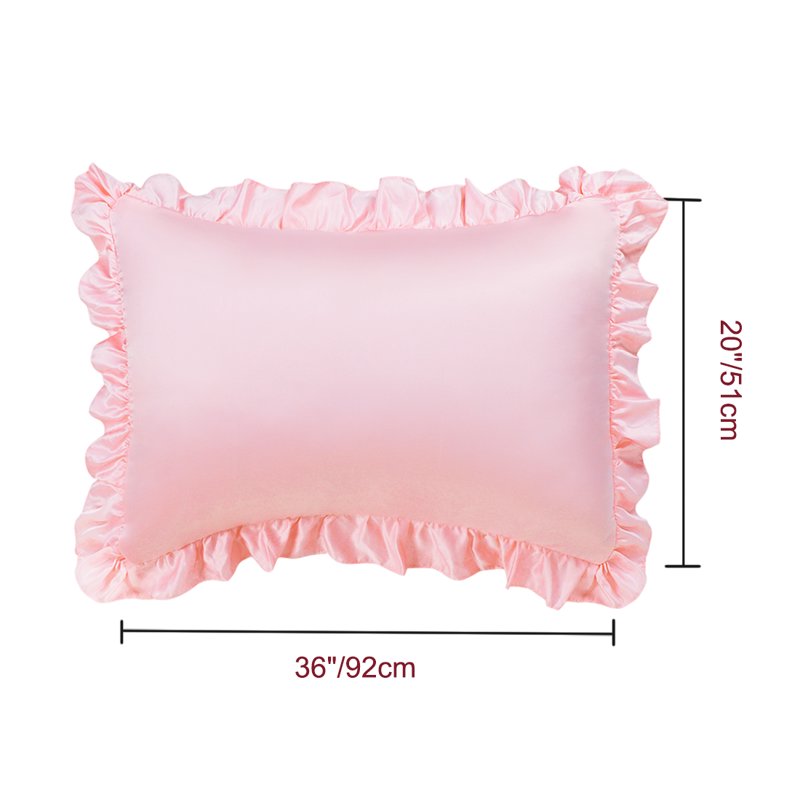 King Satin Ruffled Edge Pillow Shams - Pink, 4-Piece Set