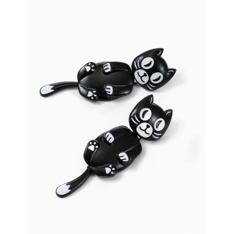 Retro Cat Halloween Earrings - Spooky Season Costume Jewelry, 1 Pair