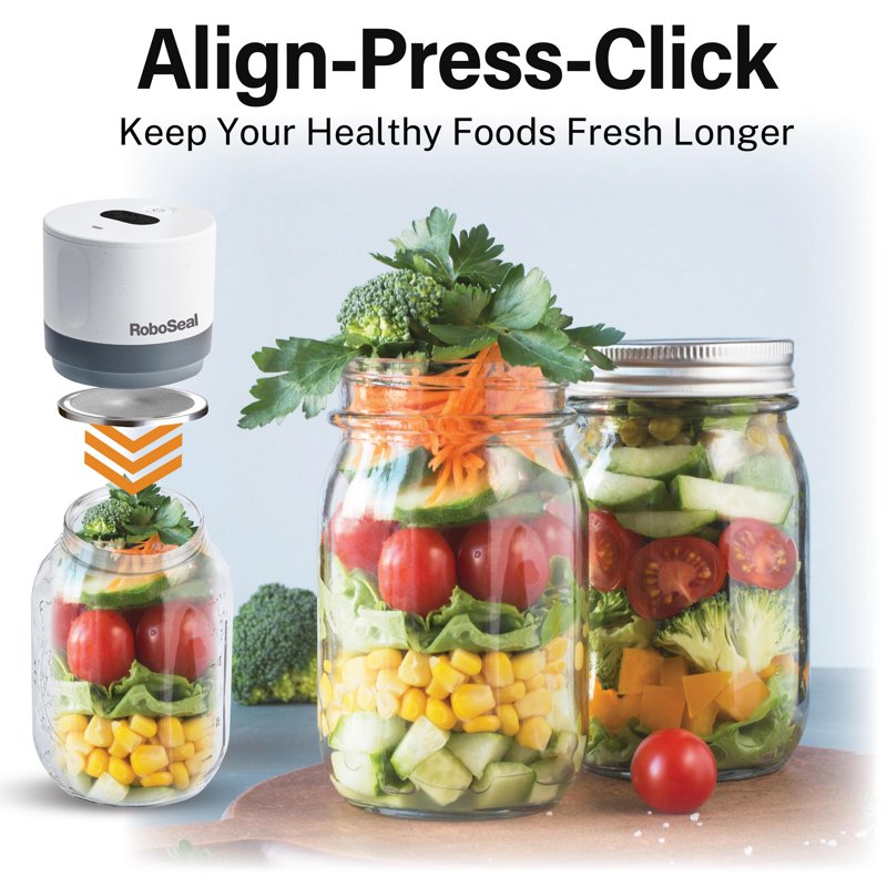 Electric Mason Jar Vacuum Sealer Kit with 10 Reusable Lids - USB-C Rechargeable