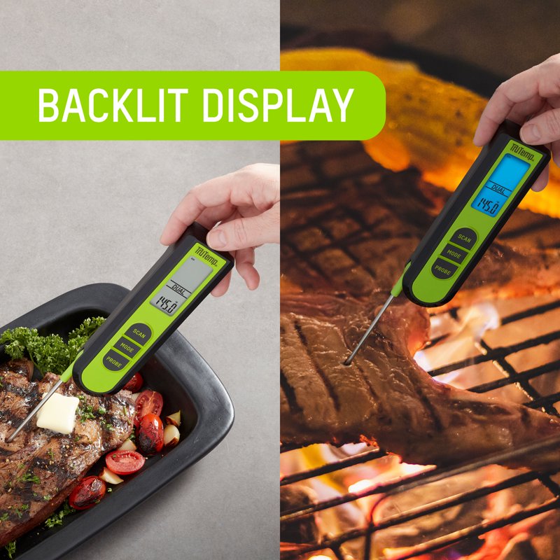 Dual Function Infrared Digital Thermometer with Meat Probe - Green