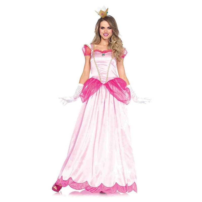 Adult Pink Princess Cosplay Costume - Halloween Dress Set with Crown & Gloves - Variation L