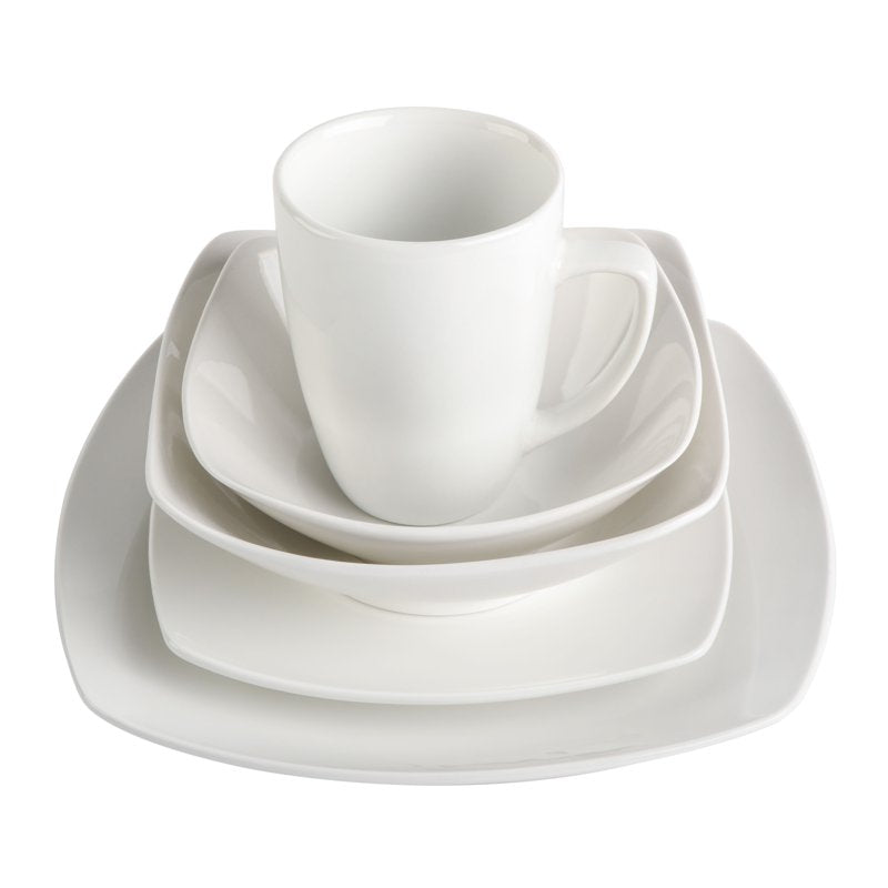Square White Stoneware Dinnerware Set - 40-Piece
