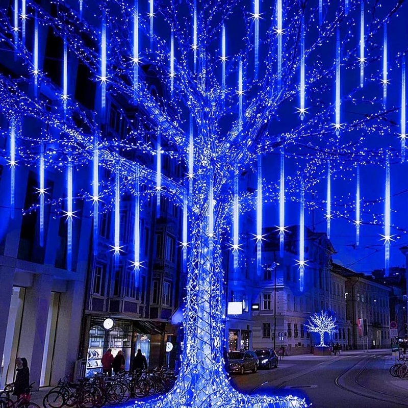 Blue Christmas Icicle String Lights - 20 Inch, 10 Tubes, 540 LEDs Outdoor Decor