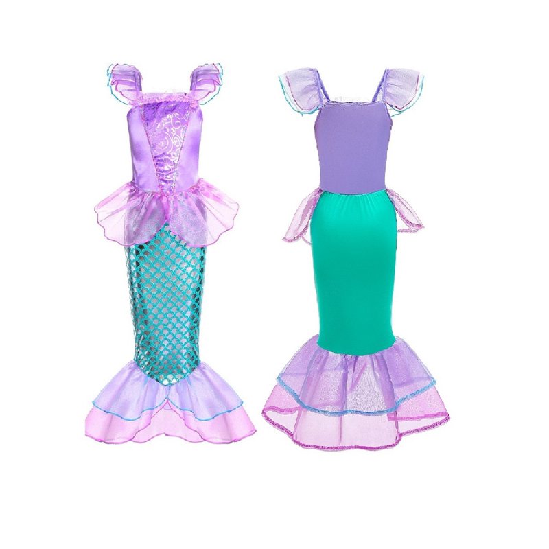 Girls Mermaid Costume for Little Girls Purple 8-9 Years with Accessories