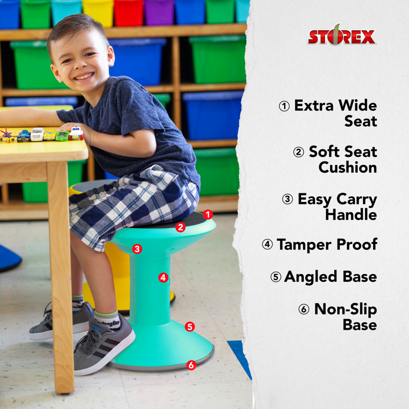 Adjustable Wiggle Stool with Soft Cushion - Teal 12-18 Inch
