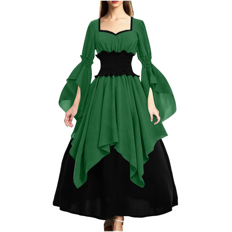 d36 Green Fairy Dress - XXL Medieval Corset Costume for Women Halloween Witch Masquerade