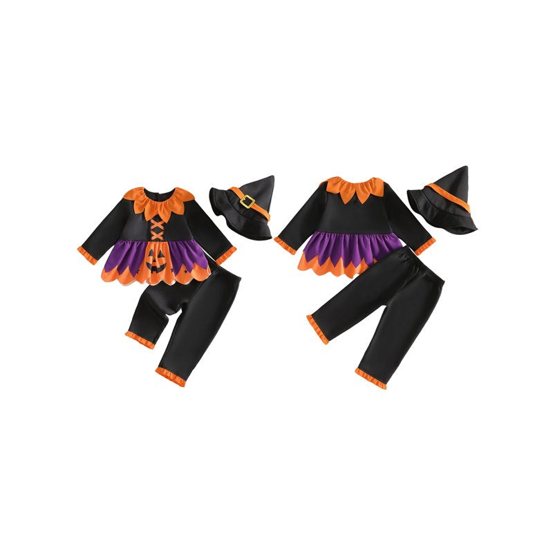 Toddler Baby Girl Halloween Pumpkin Costume Set - Orange & Black, 12-18 Months