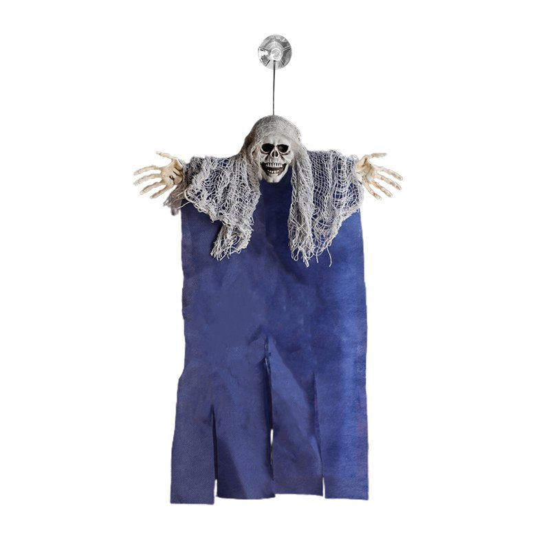 Blue Halloween Hanging Grim Reapers Skeleton Ghosts Outdoor Decoration 17x13 Inch with Suction Cups