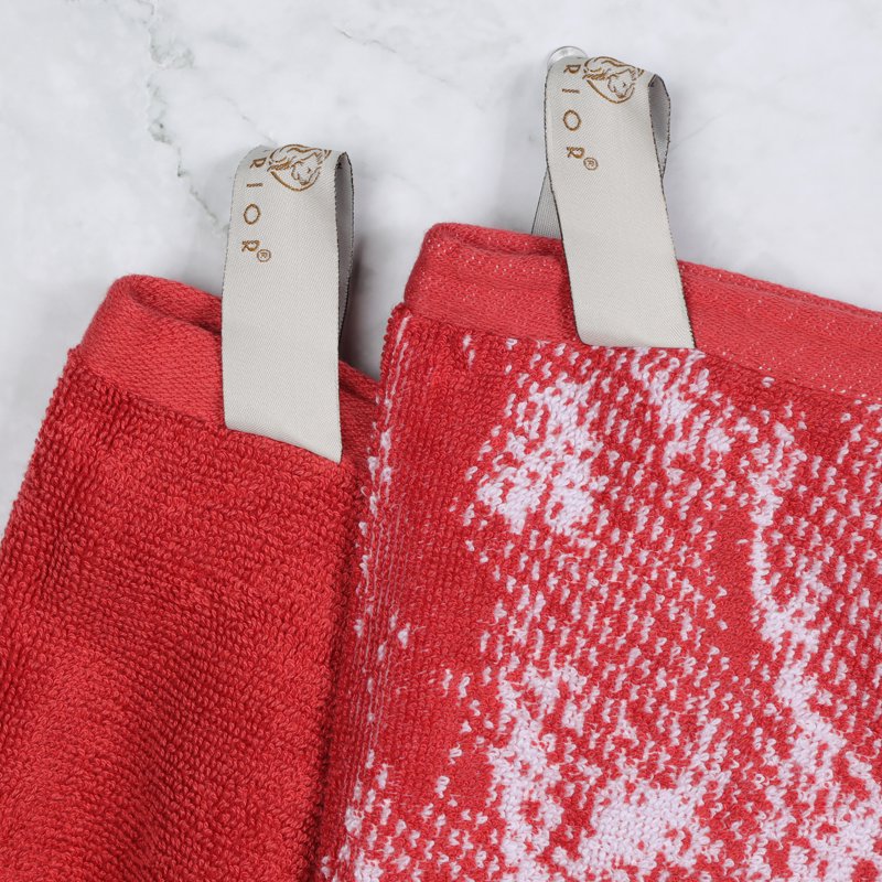 Terra Cotta Red Cotton Jacquard Border Bath Towel Set of 4 - Superior