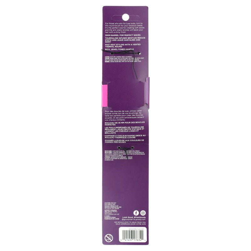 35mm Round Hair Brush with Tourmaline Bristles - Jewel-Toned