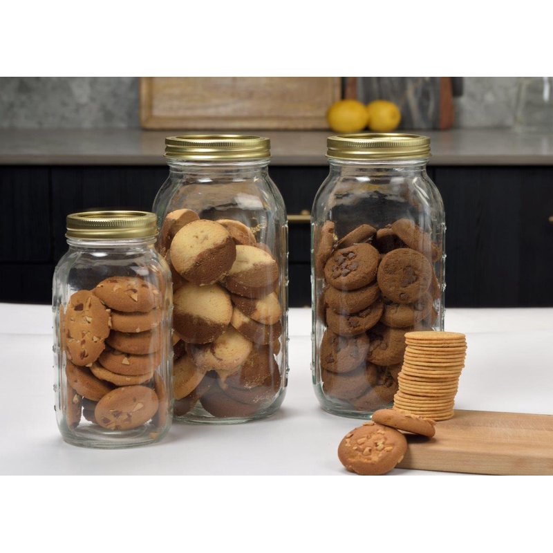 64 oz Wide Mouth Mason Jars - 2 Pack Glass Canning Jars
