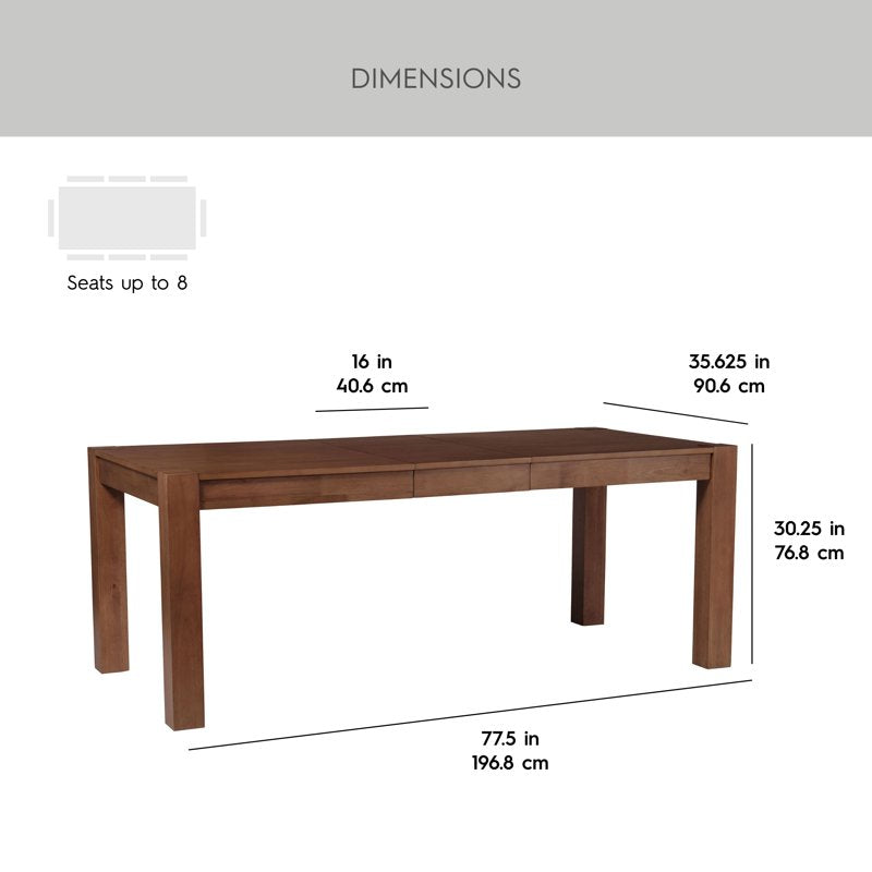 Extendable Dining Table with Removable Leaf - Walnut Finish