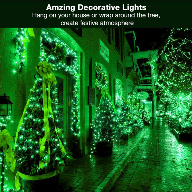 Halloween String Lights 33ft 100 LED Waterproof Green Battery-Powered Indoor Outdoor