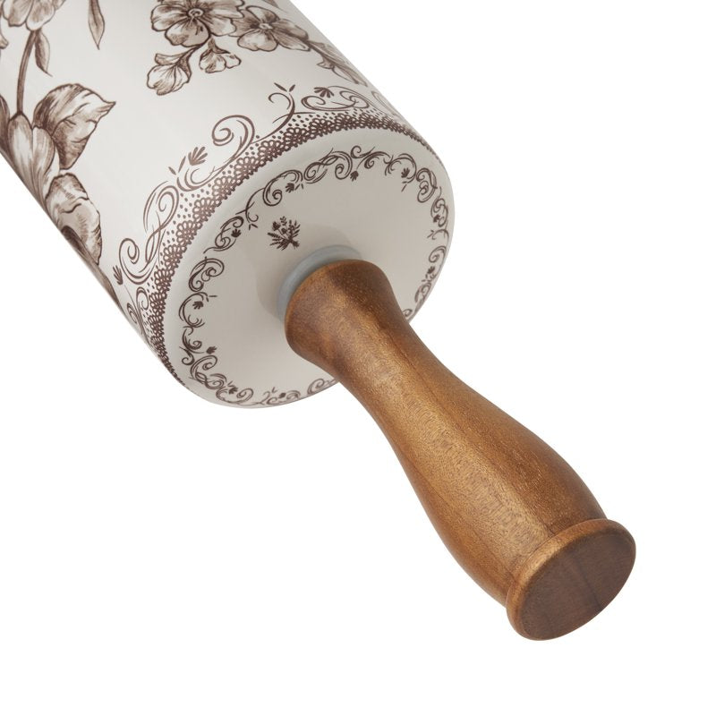 Ceramic Rolling Pin with Wood Handles - Agatha Brown
