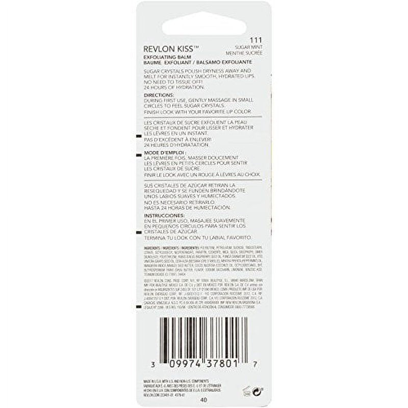 Exfoliating Lip Balm Stick with Sugar Crystals, Mint Scent
