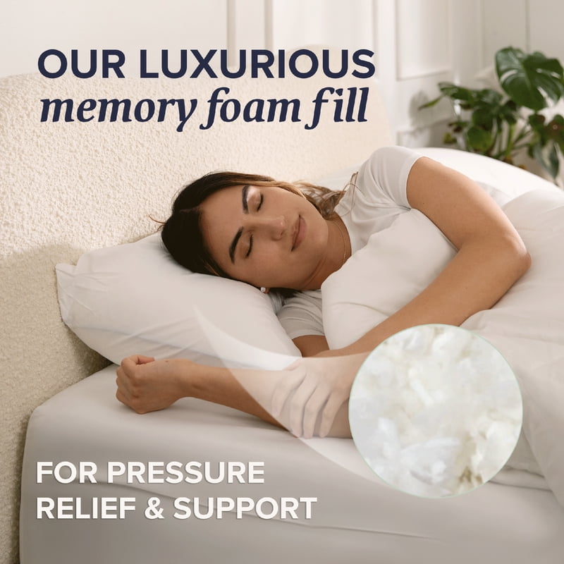 (4 Pack) Customizable Memory Foam Queen Pillow - Support & Comfort, Adult