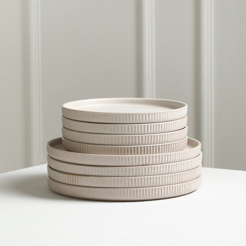 32-Piece Beige Dinnerware Set - Durable Stoneware