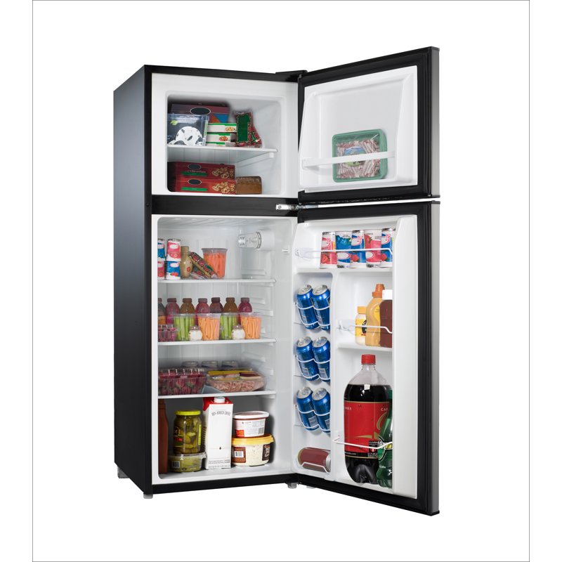 4.6 Cu Ft 2-Door Mini Fridge with Top Freezer - Stainless Steel Look