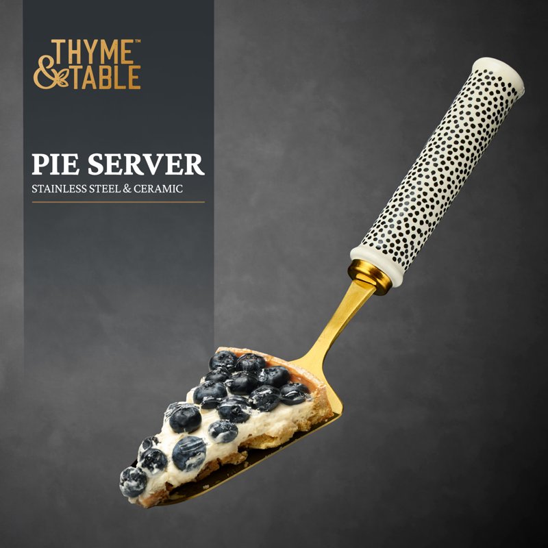 Gold Stainless Steel Pie Server with Ceramic Dot Handle - Single