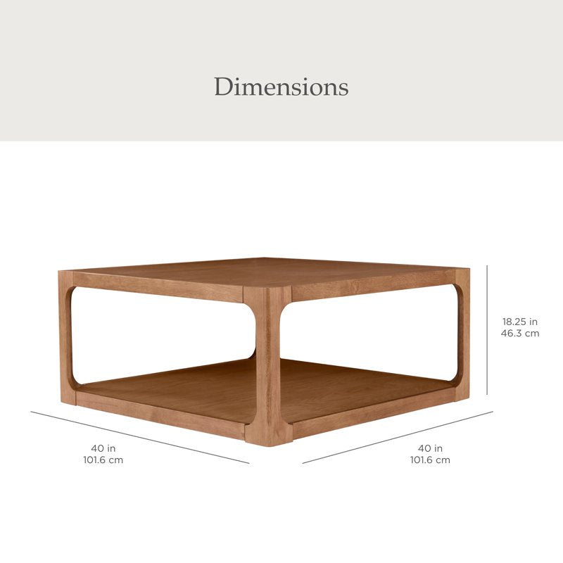 Haven Coffee Table - Solid Wood, Warm Brown Finish