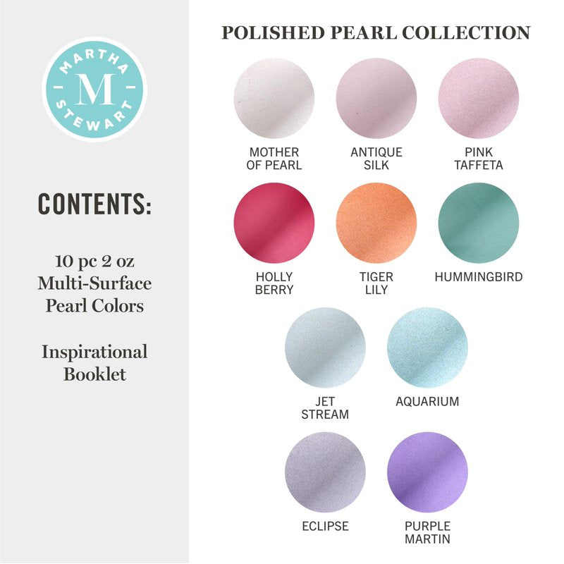 Multi-Surface Glitter Acrylic Craft Paint Set - Polished Pearl, 10 x 2 fl oz