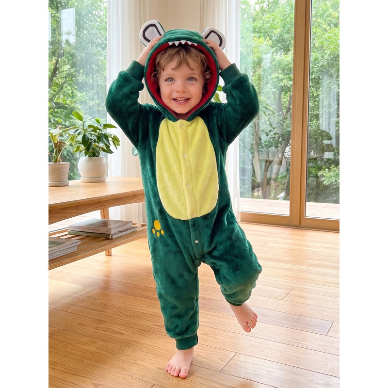 Green Crocodile Toddler Animal Costume Jumpsuit for 3-4 Years - Baby Fleece Romper