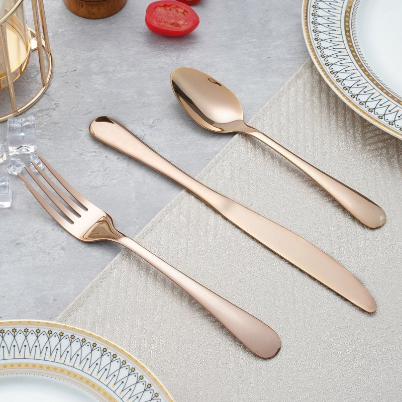 24-Piece Rose Gold Flatware Set for 4 with Steak Knives