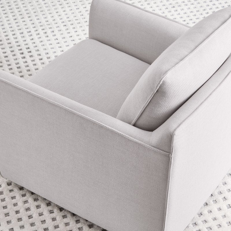 Swivel Accent Chair - Cream Linen Fabric, 360-Degree Rotation
