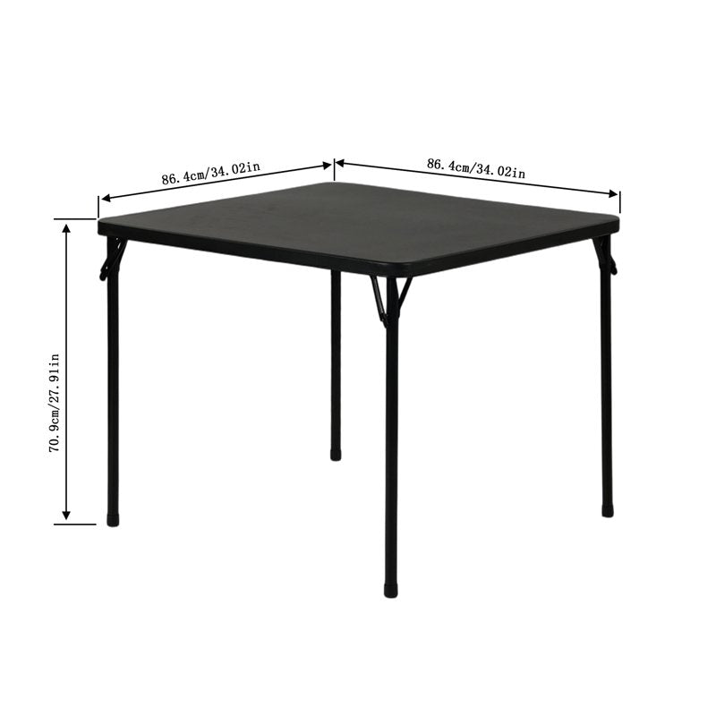34-Inch Square Folding Table - Portable Black PVC Top