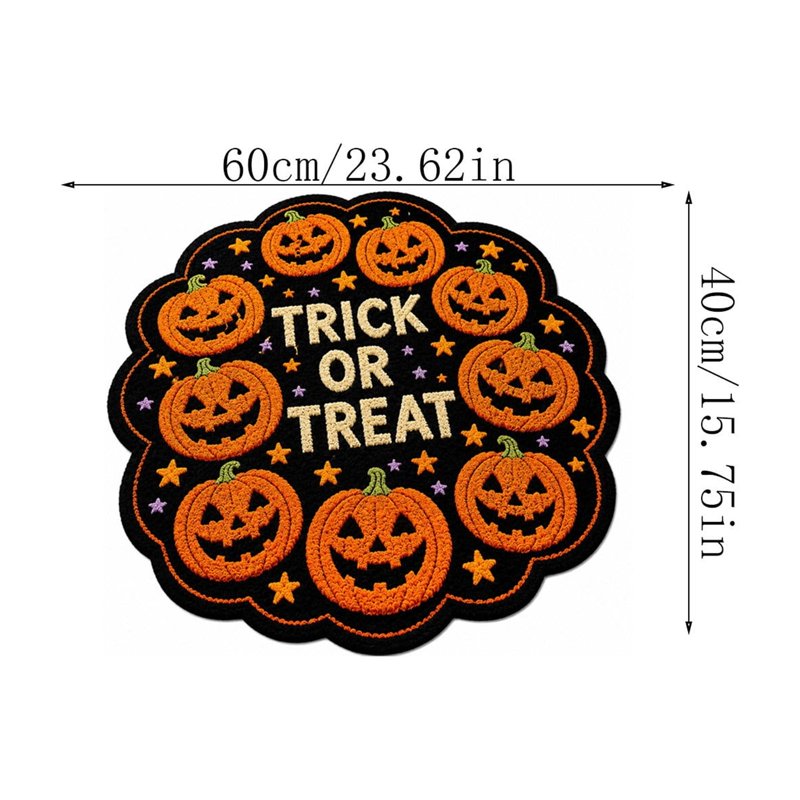 Halloween Door Mat Indoor Outdoor Welcome Rug with Ghost and Spiders - Variation C