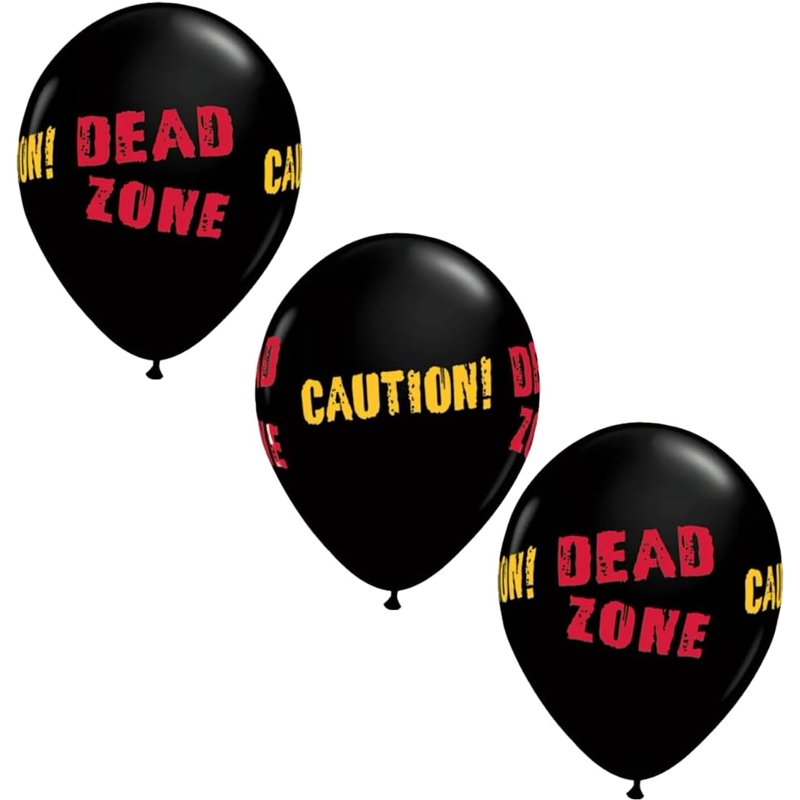 Halloween Caution Balloons Latex 11-Inch 6 Pack - Black and Red Party Decorations