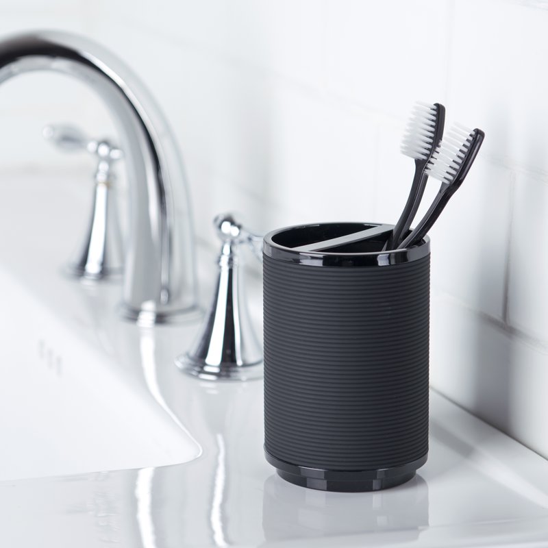 Bathroom Toothbrush Holder for Adults and Kids - Black Plastic