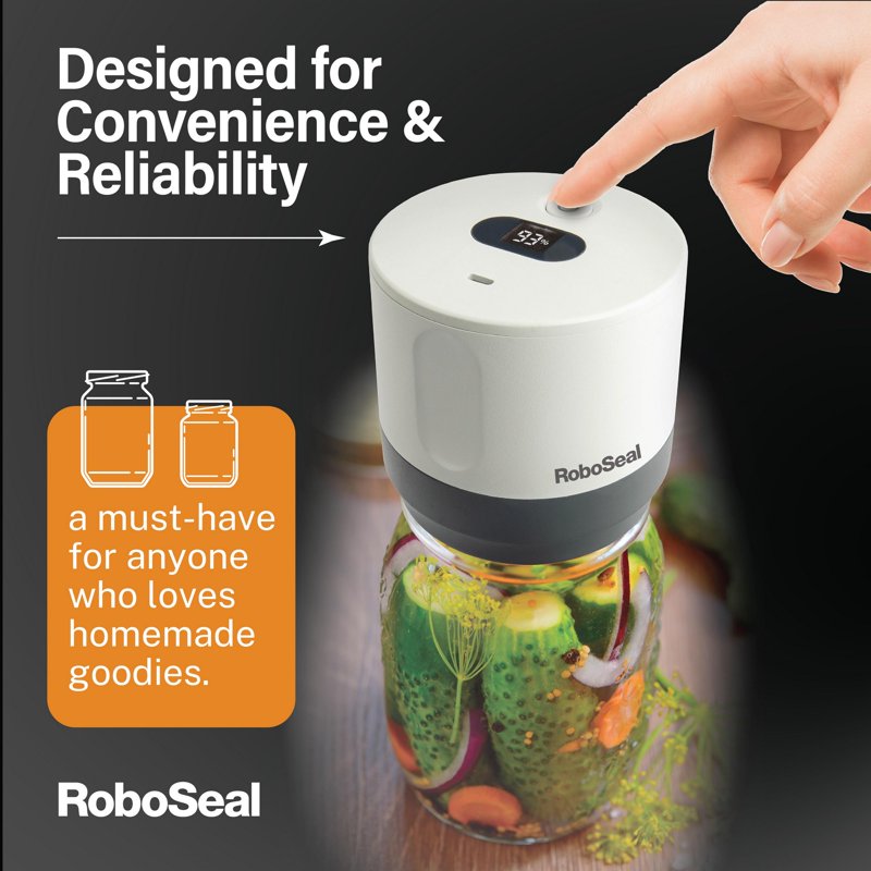 Electric Mason Jar Vacuum Sealer Kit with 10 Reusable Lids - USB-C Rechargeable