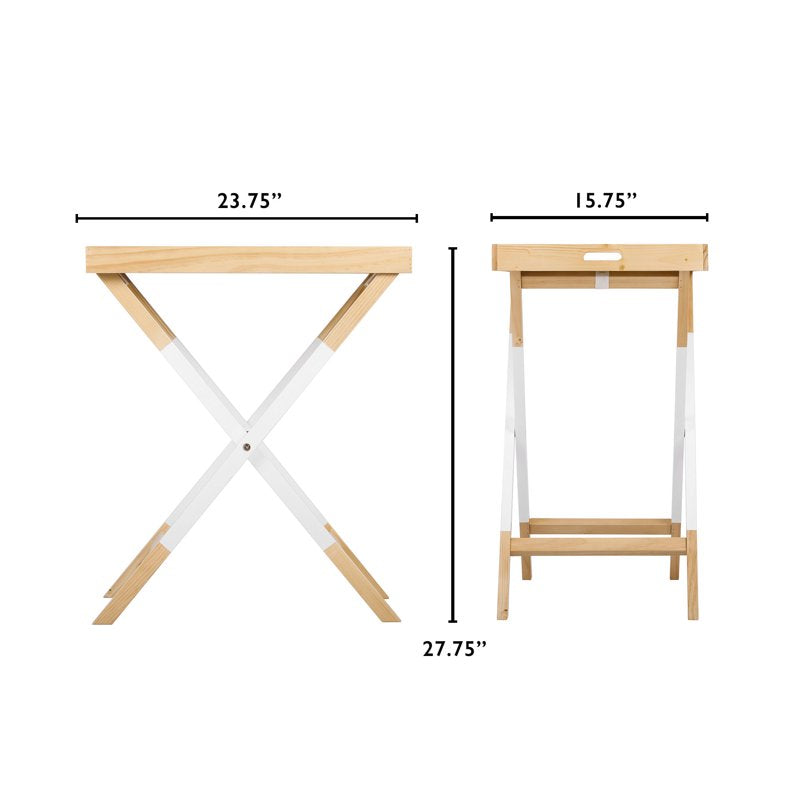 Folding Accent End Table with Removable Tray - Natural