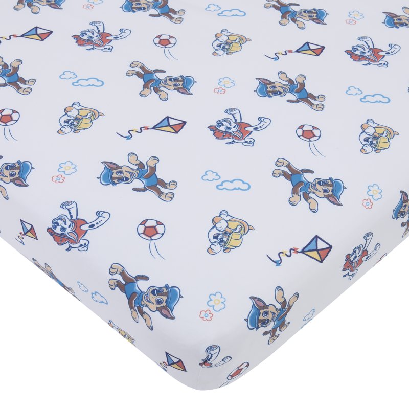 Paw Patrol Toddler Bedding Set - Pups at Play, Reversible Comforter & Pillowcase, Fits Standard Toddler Bed, Blue