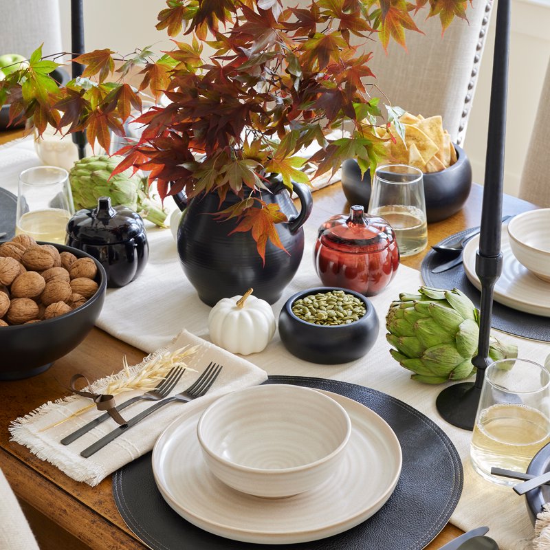 Medium Black Wood Serving Bowl - 4 Pack