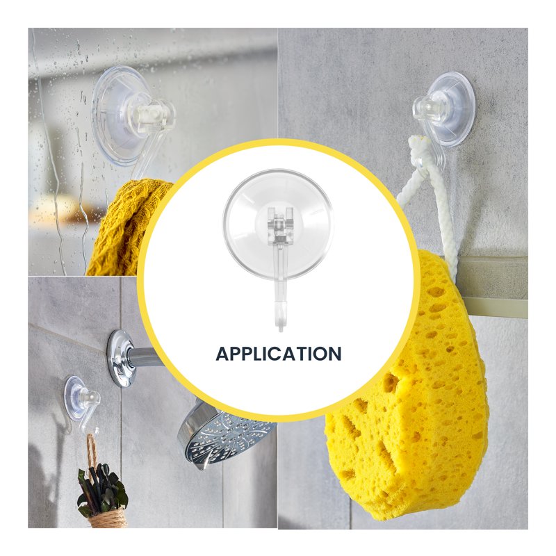 3 Pack Suction Cup Hooks, Large Clear Bathroom & Window Hangers, 5 lbs Capacity