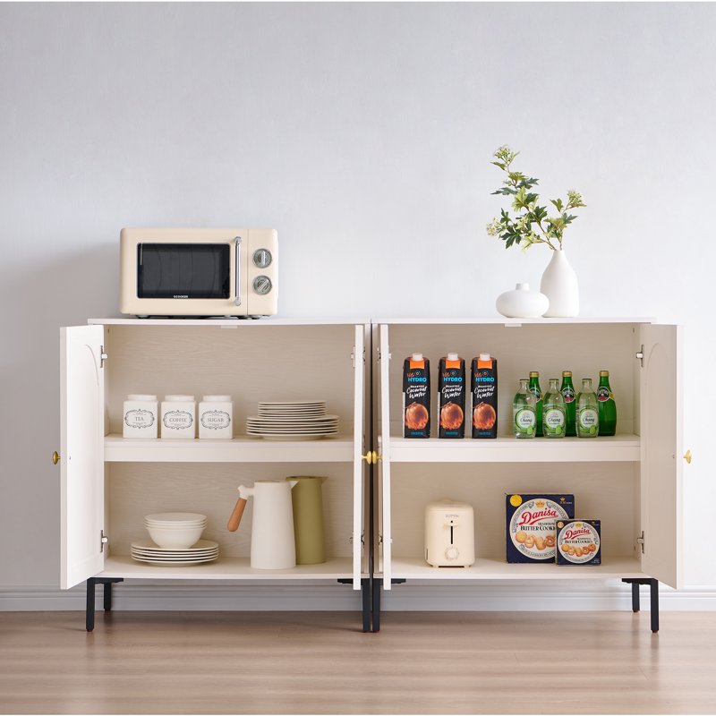 Wooden Buffet Cabinet with Storage - 123.5" W, White, 4 Pack