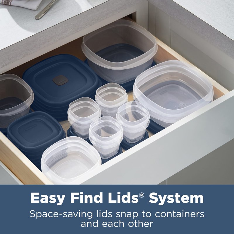 Food Storage Containers Set with Vented Lids - 26 Pieces, Blue