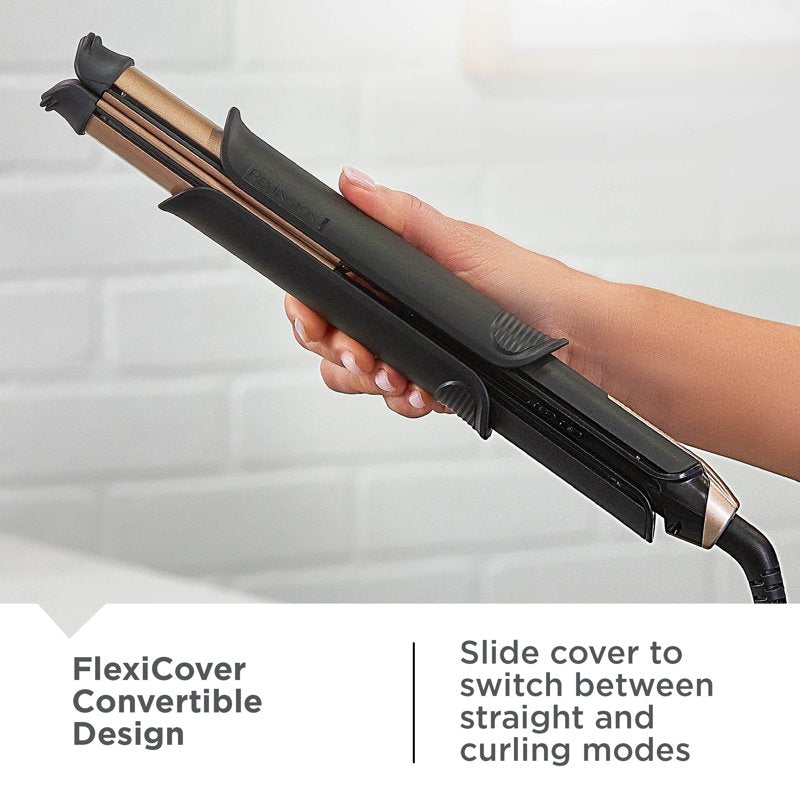 2-in-1 Multi Styler Curling Iron & Hair Straightener - Black Gold