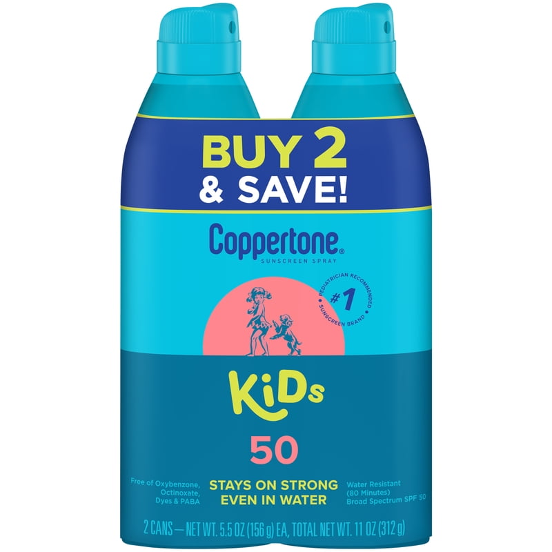 Kids Sunscreen Spray SPF 50 - Broad Spectrum Protection, 2 Pack