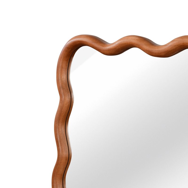 Wall Mirror 20x30 Wavy Rectangle Solid Wood Frame - Yellowish Finish