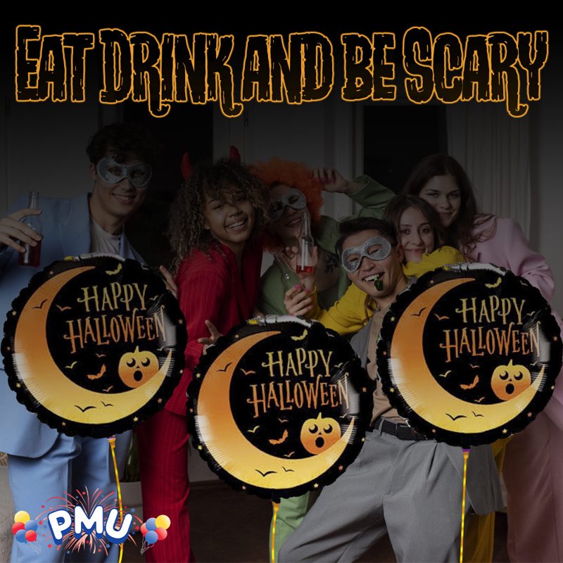 Halloween Party Balloon Set - Crescent Moon & Jack 18 Inch Mylar Foil Balloons, 10 Pack