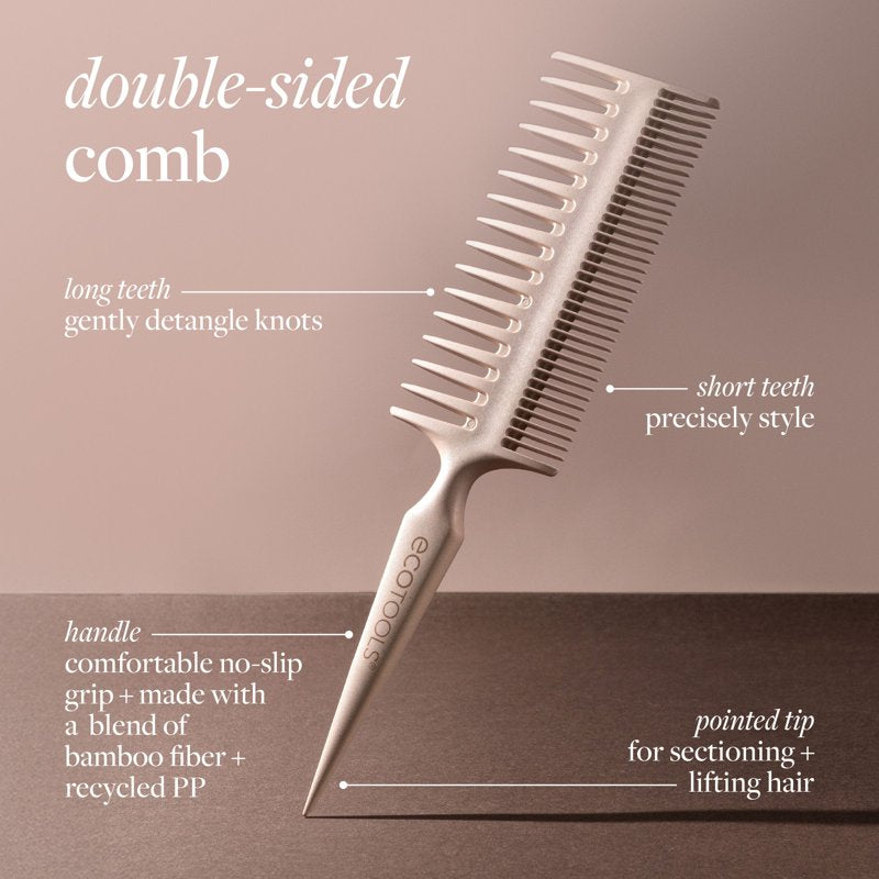 Double-Sided Bamboo Hair Comb for Detangling and Styling